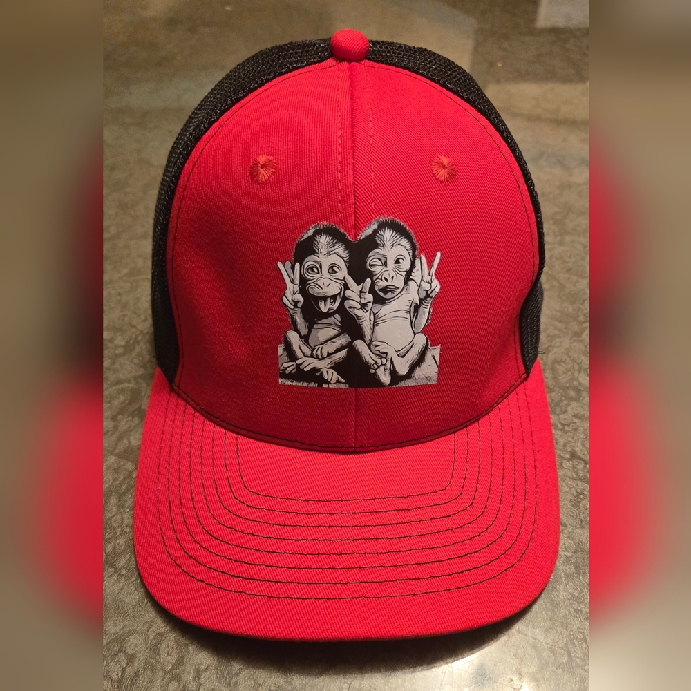 Brand New Red, White And Black Monkey Hat